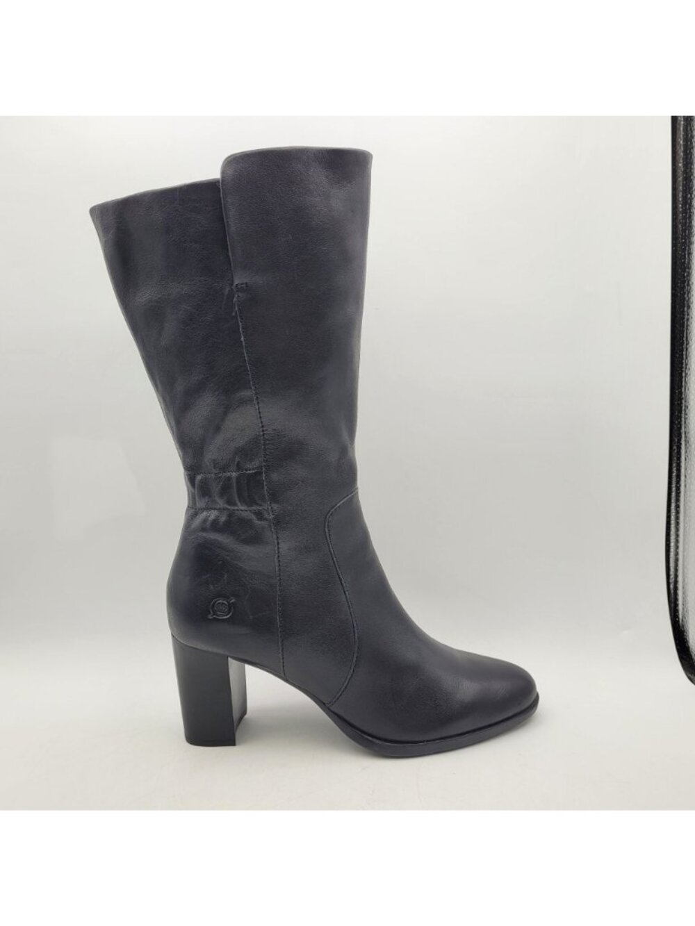 Born Ellen Womens Boots Size 8 Leather Mid Calf Boots Black 3" Block Heel Heel - Picture 5 of 16